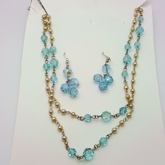 BLUE GRAPE STYLE EARRING & NECKLACE SET - Picture 3 of 10